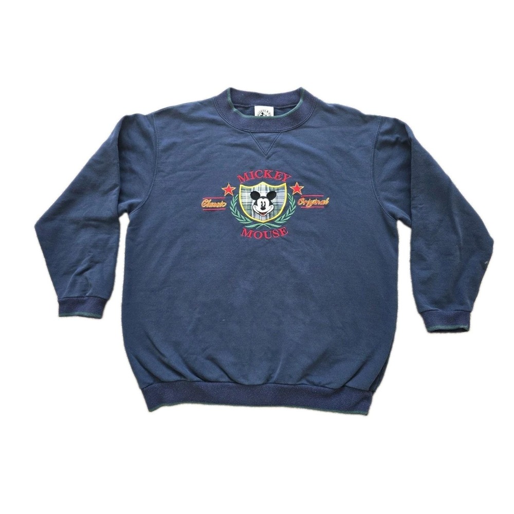 Vintage Disney Mickey Mouse Sweatshirt Large Mickey & Co Embroidered Navy 90s